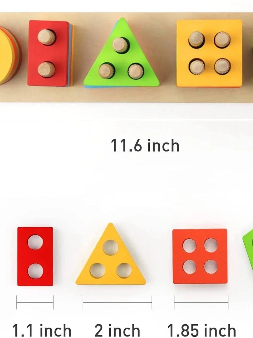 Wood City Montessori Wooden Shape Sorting & Stacking Puzzle (Ages 1-3)